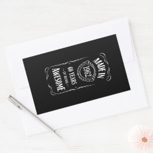 Sticker Rectangulaire Fabriqué en 1962 60 ans d'être génial anniversa