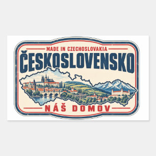 Sticker Rectangulaire Fabriqué en Tchécoslovaquie Fierté Rétro Tchèque S
