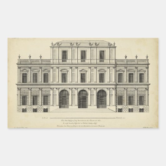 Sticker Rectangulaire Façade de style théâtral de Colen Campbell (Devant)