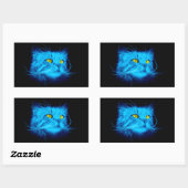 Sticker Rectangulaire Face de chat bleu (Feuille)