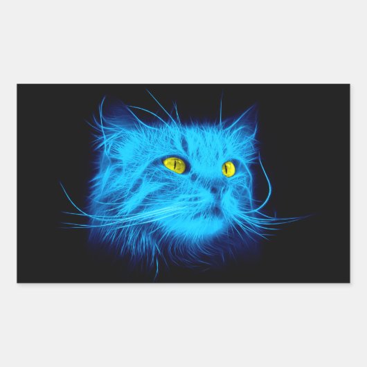Sticker Rectangulaire Face de chat bleu (Devant)