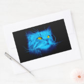 Sticker Rectangulaire Face de chat bleu (Enveloppe)