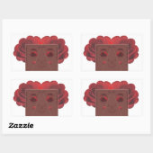 Sticker Rectangulaire Face de roses rouges. (Feuille)