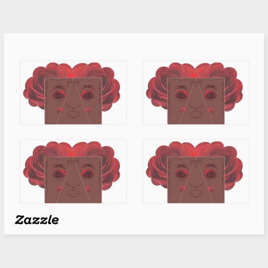 Sticker Rectangulaire Face de roses rouges. (Feuille)