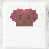 Sticker Rectangulaire Face de roses rouges. (Sac)