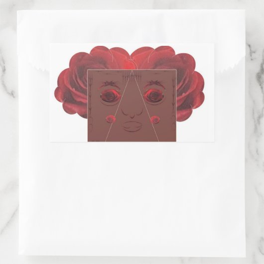 Sticker Rectangulaire Face de roses rouges. (Sac)