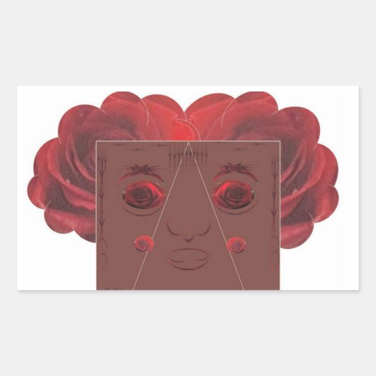Sticker Rectangulaire Face de roses rouges. (Devant)