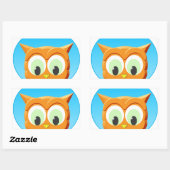 Sticker Rectangulaire Face D'Une Petite Chouette (Feuille)