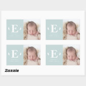 Sticker Rectangulaire faire-part de naissance photo monogramme des pieds (Feuille)