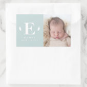 Sticker Rectangulaire faire-part de naissance photo monogramme des pieds (Sac)