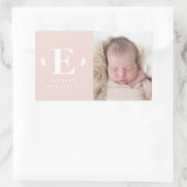 Sticker Rectangulaire faire-part de naissance photo monogramme pour bébé (Sac)