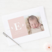 Sticker Rectangulaire faire-part de naissance photo monogramme pour bébé (Enveloppe)