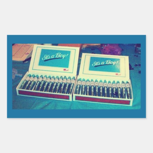 Sticker Rectangulaire Faire-part vintage bébé Cigar (Devant)