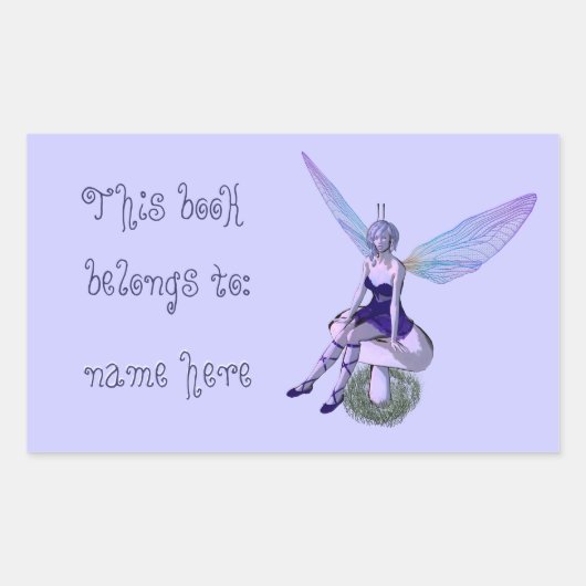 Sticker Rectangulaire Fairy Bookplate - rectangulaire (Devant)