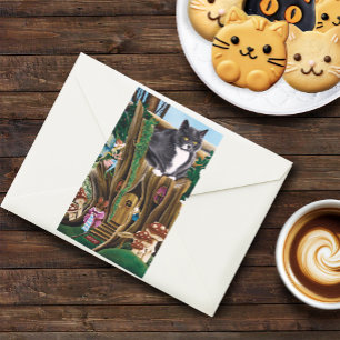 Sticker Rectangulaire Fairy House Garden Chat