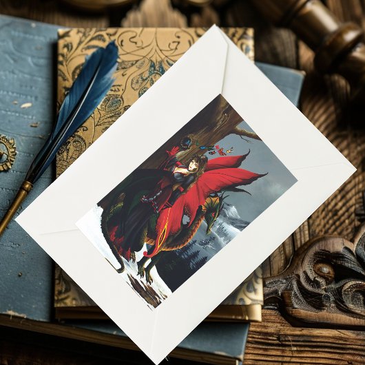 Sticker Rectangulaire Fairy Red Dragon Imaginaire printemps