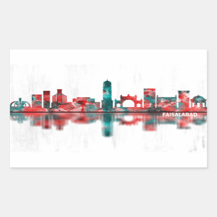 Sticker Rectangulaire Faisalabad Pakistan Skyline