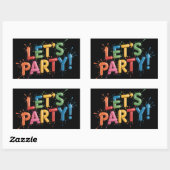 Sticker Rectangulaire Faisons la fête ! Graphisme de projection de peint (Feuille)