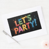 Sticker Rectangulaire Faisons la fête ! Graphisme de projection de peint (Enveloppe)