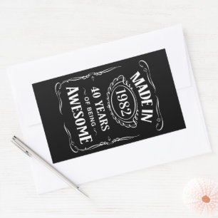 Sticker Rectangulaire Fait en 1982 40 ans d'être génial anniversaire 202