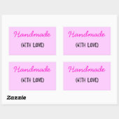 Sticker Rectangulaire Fait main avec amour (Feuille)