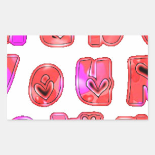 Sticker Rectangulaire Faites votre propre coeur Art Design d'impression