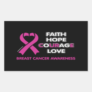 Sticker Rectangulaire Faith Hope Courage Love...Cancer du sein