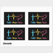 Sticker Rectangulaire Faith Hope Love Hearts (Feuille)