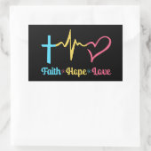 Sticker Rectangulaire Faith Hope Love Hearts (Sac)
