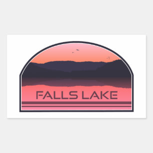 Sticker Rectangulaire Falls Lake North Carolina Red Sunrise