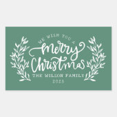 Sticker Rectangulaire Famille de calligraphie verte (Devant)