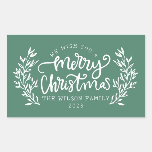 Sticker Rectangulaire Famille de calligraphie verte (Devant)