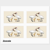 Sticker Rectangulaire Famille de grues blanches (Feuille)