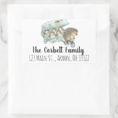 Sticker Rectangulaire Famille de hérisson Whimsical personnalisable (Sac)