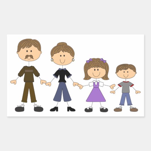 Sticker Rectangulaire Famille de la figure Stick (Devant)