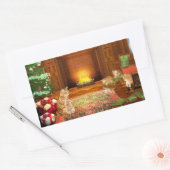 Sticker Rectangulaire Famille de Noël de chat tabby orange (Enveloppe)