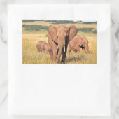 Sticker Rectangulaire Famille d'éléphants dans les buissons (Sac)