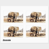Sticker Rectangulaire Famille des éléphants (Feuille)