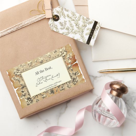 Sticker Rectangulaire Fancy Floral Signature Auteur BookPlate Modèle (Cadeaux)