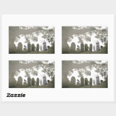 Sticker Rectangulaire Fantômes dans un cimetière (Feuille)