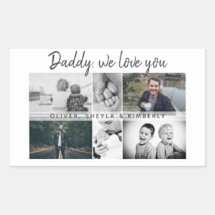 Sticker Rectangulaire Father with Kids and Family Dad Photo Collage