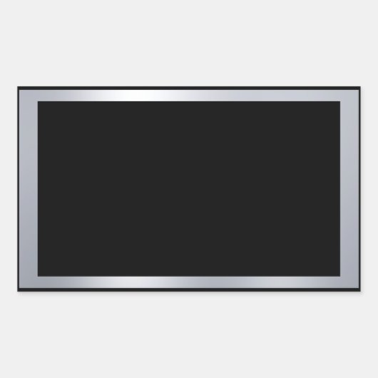 Sticker Rectangulaire Faux Argent Et Noir Élégant Modèle Vierge (Devant)