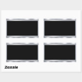 Sticker Rectangulaire Faux Argent Noir Ajouter Texte Modèle Vierge Perso (Feuille)