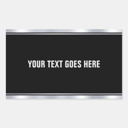 Sticker Rectangulaire Faux Argent Noir Ajoutez Votre Texte Modèle Person (Devant)