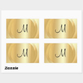 Sticker Rectangulaire Faux Gold Custom Main Script Monogram Modèle (Feuille)