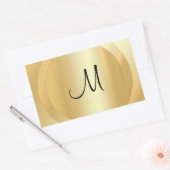 Sticker Rectangulaire Faux Gold Custom Main Script Monogram Modèle (Enveloppe)