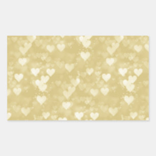 Sticker Rectangulaire Faux Gold Foil Coeur Arrière - plan Coeurs Bokeh
