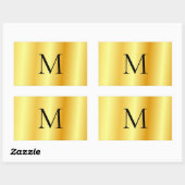 Sticker Rectangulaire Faux Gold Personnalisé Moderne Élégant Monogramme (Feuille)