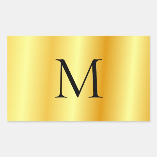 Sticker Rectangulaire Faux Gold Personnalisé Moderne Élégant Monogramme (Devant)