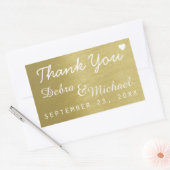 Sticker Rectangulaire faux or merci, mariage (Enveloppe)